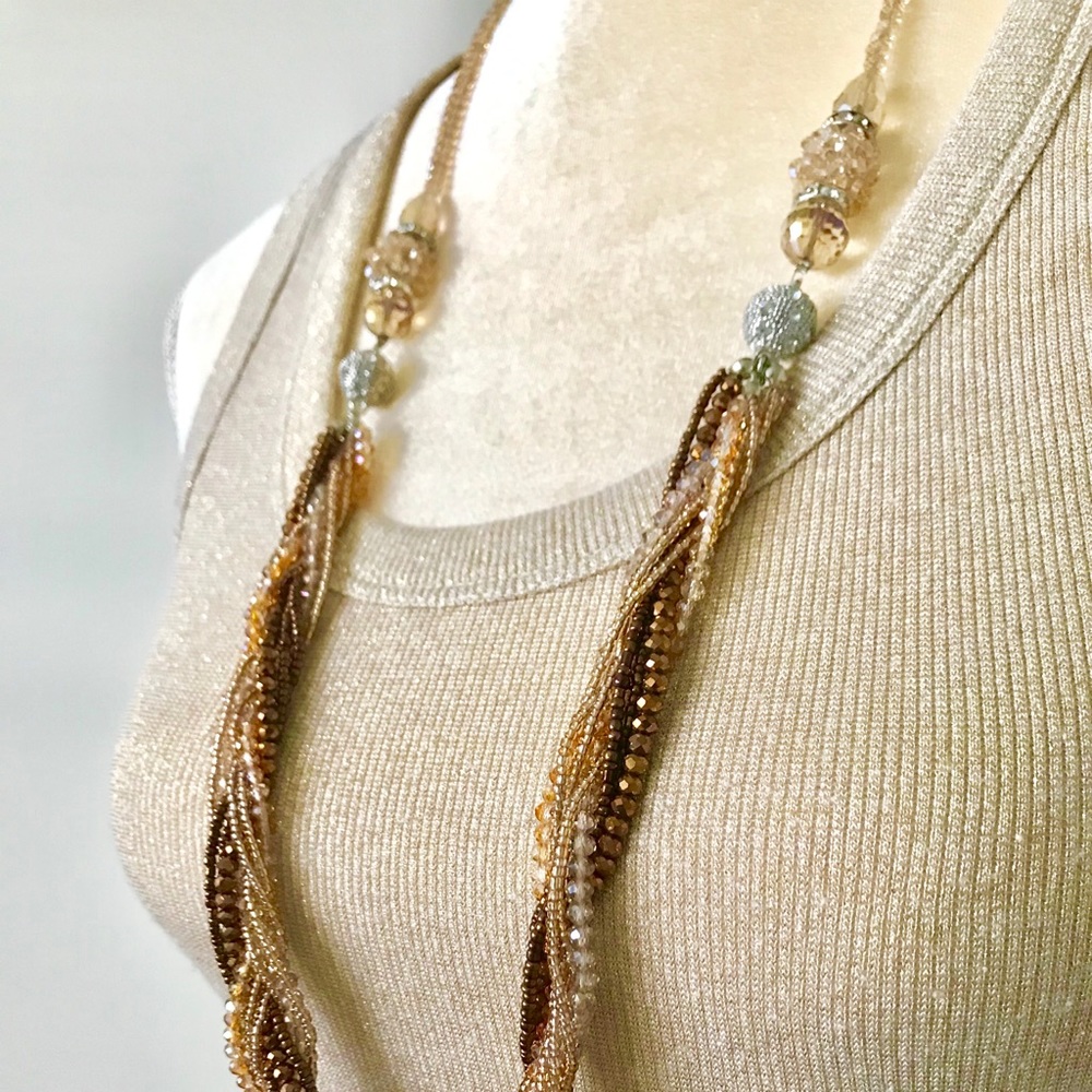 🆕Shiny Amber Tone Beads Necklace✨